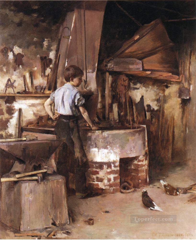 The Apprentice Blacksmith Theodore Robinson Oil Paintings